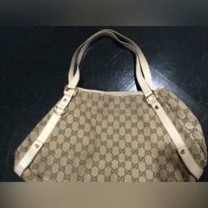 Gucci Beige and Brown Monogram Shoulder Bag